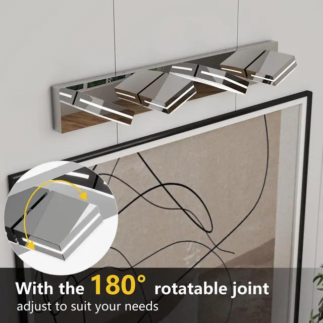 Alt view image 7 of 7 - Modern Chrome Led Vanity Light, 4-Lights Wall Sconce for Bathroom and Mirror, Sleek Minimalist Design, Energy-Efficient, Easy to install