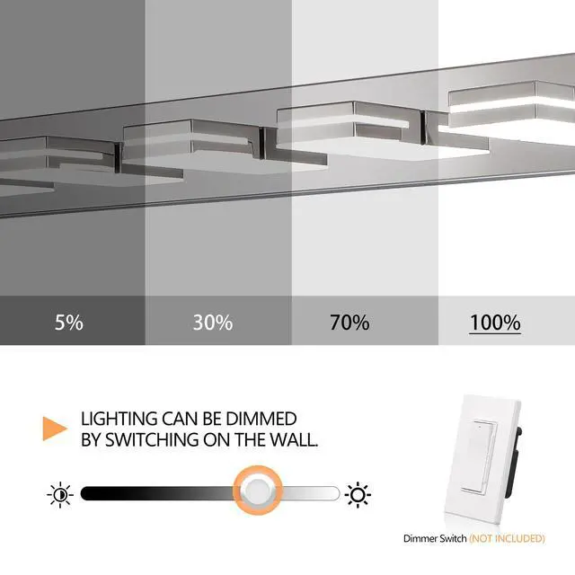 Alt view image 6 of 7 - Modern Chrome Led Vanity Light, 5-Lights Wall Sconce for Bathroom and Mirror, Sleek Minimalist Design, Energy-Efficient, Easy to install