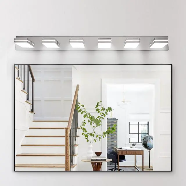 Alt view image 2 of 7 - Modern Chrome Led Vanity Light, 6-Lights Wall Sconce for Bathroom and Mirror, Sleek Minimalist Design, Energy-Efficient, Easy to install