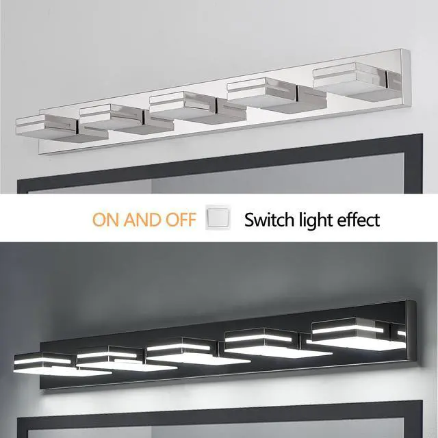 Alt view image 7 of 7 - Modern Chrome Led Vanity Light, 5-Lights Wall Sconce for Bathroom and Mirror, Sleek Minimalist Design, Energy-Efficient, Easy to install
