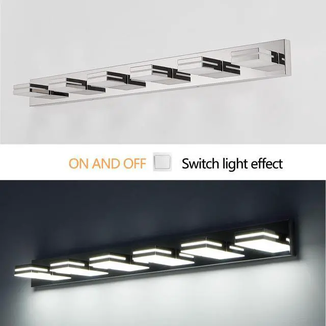 Alt view image 3 of 7 - Modern Chrome Led Vanity Light, 6-Lights Wall Sconce for Bathroom and Mirror, Sleek Minimalist Design, Energy-Efficient, Easy to install