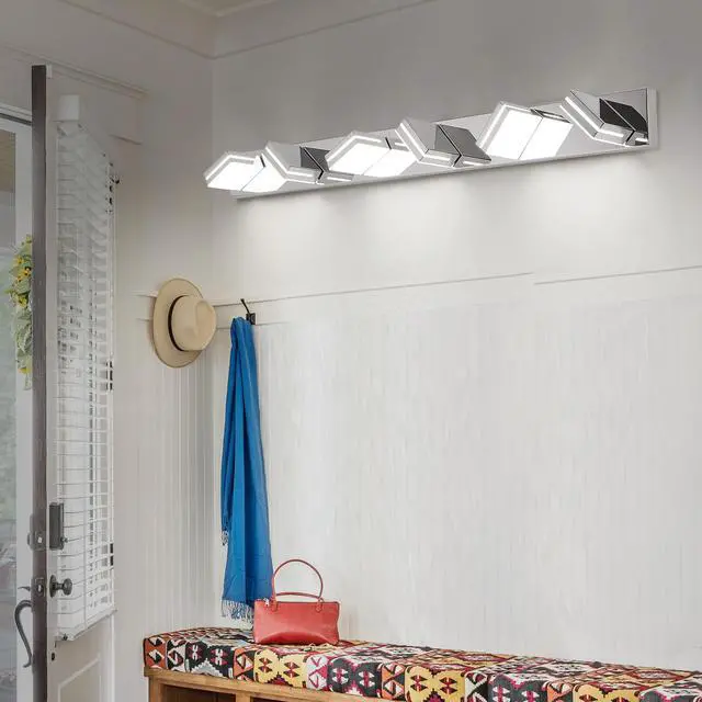 Alt view image 5 of 7 - Modern Chrome Led Vanity Light, 6-Lights Wall Sconce for Bathroom and Mirror, Sleek Minimalist Design, Energy-Efficient, Easy to install