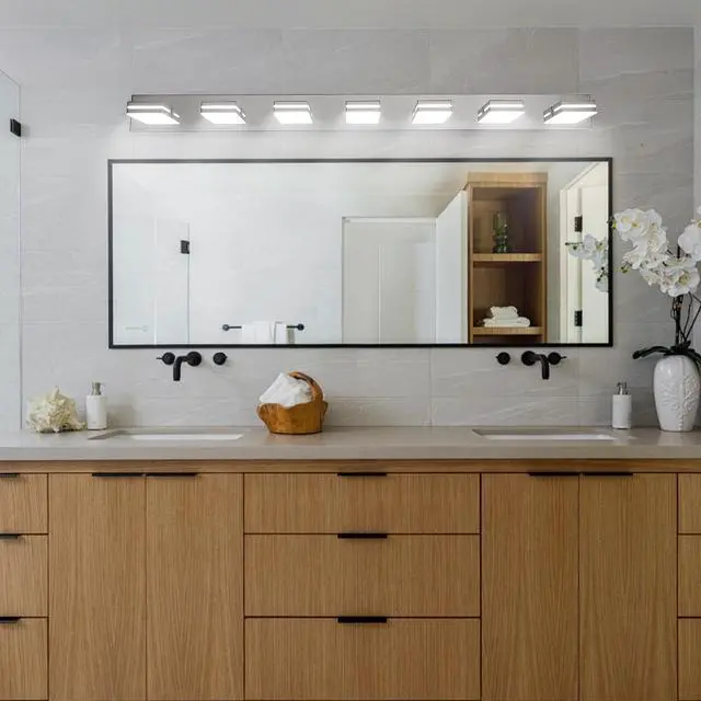 Alt view image 3 of 7 - Modern Chrome Led Vanity Light, 7-Lights Wall Sconce for Bathroom and Mirror, Sleek Minimalist Design, Energy-Efficient, Easy to install