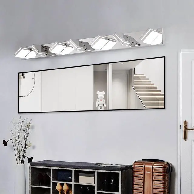 Alt view image 2 of 7 - Modern Chrome Led Vanity Light, 7-Lights Wall Sconce for Bathroom and Mirror, Sleek Minimalist Design, Energy-Efficient, Easy to install
