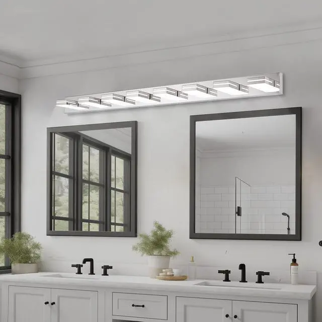 Main image of Modern Chrome Led Vanity Light, 8-Lights Wall Sconce for Bathroom and Mirror, Sleek Minimalist Design, Energy-Efficient, Easy to install