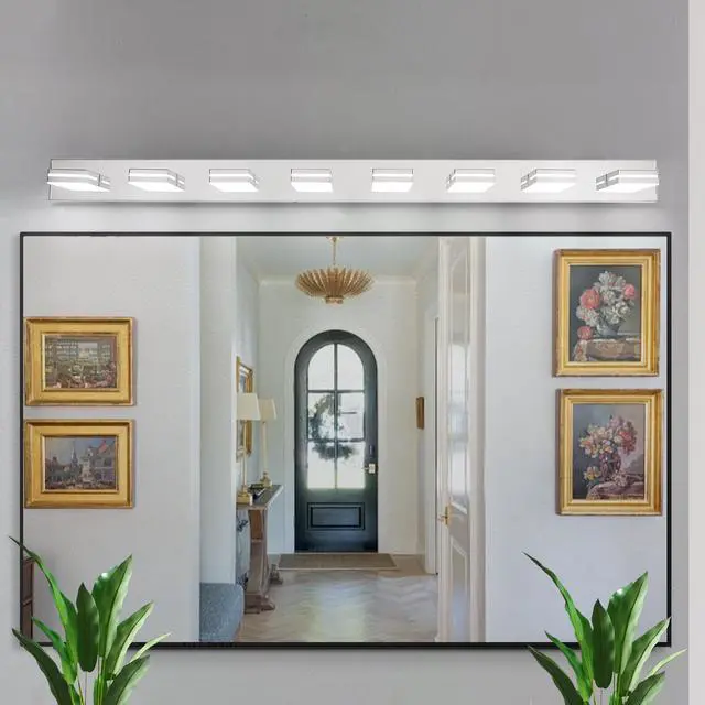 Alt view image 3 of 7 - Modern Chrome Led Vanity Light, 8-Lights Wall Sconce for Bathroom and Mirror, Sleek Minimalist Design, Energy-Efficient, Easy to install