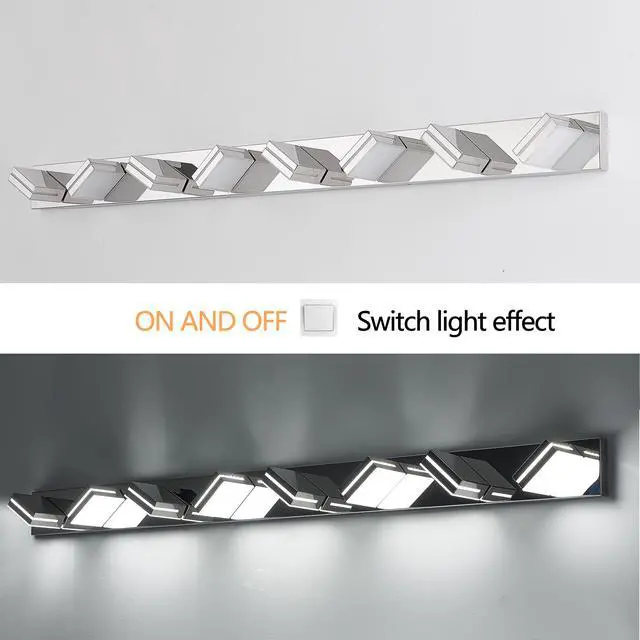 Alt view image 7 of 7 - Modern Chrome Led Vanity Light, 8-Lights Wall Sconce for Bathroom and Mirror, Sleek Minimalist Design, Energy-Efficient, Easy to install