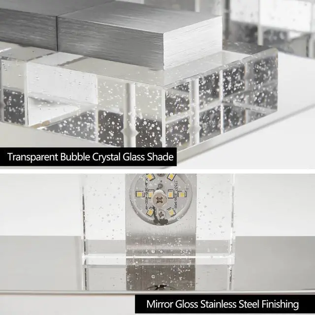 Alt view image 2 of 7 - 31" Modern Chrome 5-Light Led Vanity Light, Square Acrylic Lampshades Wall Mount Fixture for Bathroom, Mirror Lighting