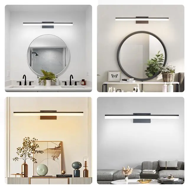 Alt view image 5 of 7 - 32 inch Modern Led Bathroom Vanity Light Sleek Black Metal Wall Light for Mirror, Dressing Room Or Sink Area