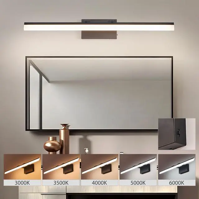 Alt view image 3 of 7 - 32 inch Modern Led Bathroom Vanity Light Sleek Black Metal Wall Light for Mirror, Dressing Room Or Sink Area