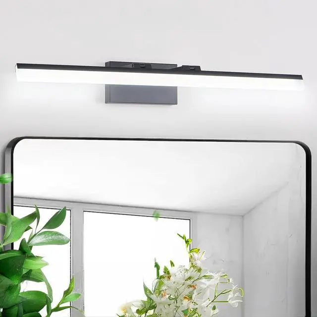 Alt view image 4 of 7 - 32 inch Modern Led Bathroom Vanity Light Sleek Black Metal Wall Light for Mirror, Dressing Room Or Sink Area