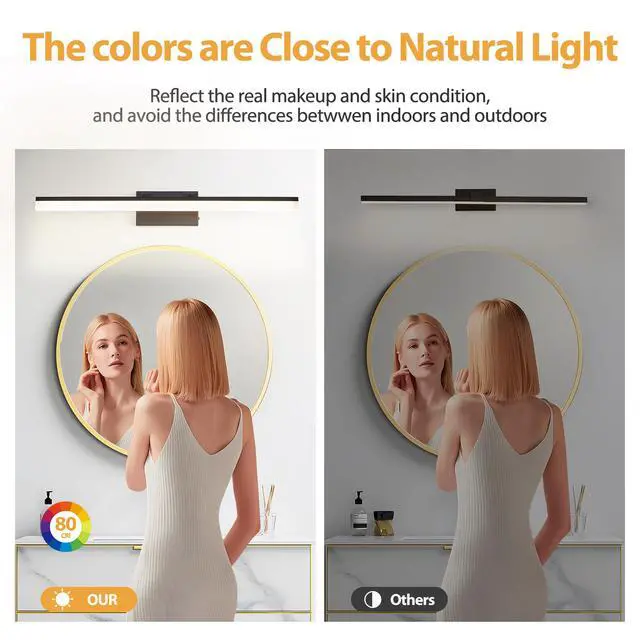 Alt view image 6 of 7 - 32 inch Modern Led Bathroom Vanity Light Sleek Black Metal Wall Light for Mirror, Dressing Room Or Sink Area