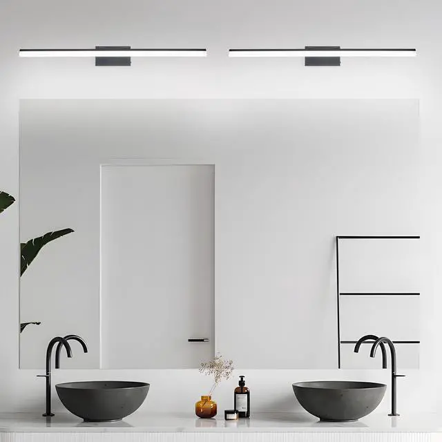 Alt view image 2 of 7 - 39 inch Modern Led Bathroom Vanity Light Sleek Black Metal Wall Light for Mirror, Dressing Room Or Sink Area