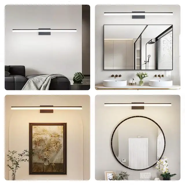 Alt view image 4 of 7 - 39 inch Modern Led Bathroom Vanity Light Sleek Black Metal Wall Light for Mirror, Dressing Room Or Sink Area
