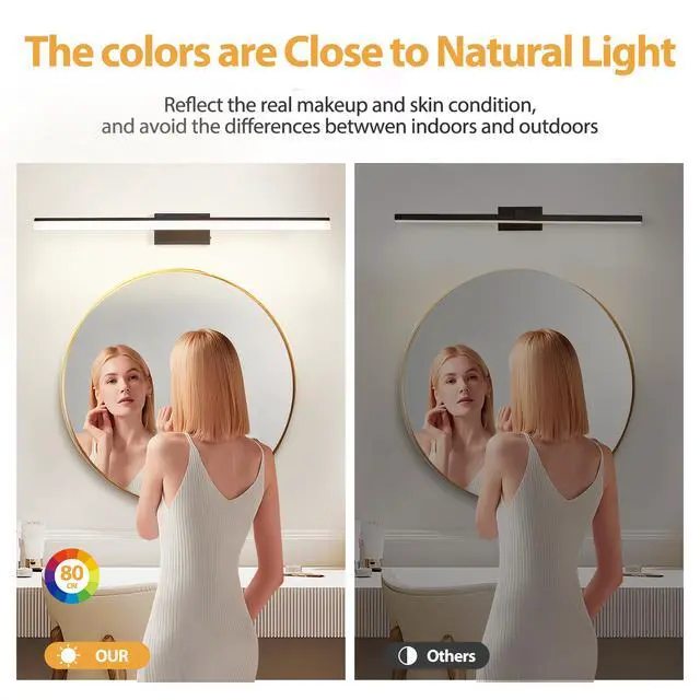 Alt view image 5 of 7 - 39 inch Modern Led Bathroom Vanity Light Sleek Black Metal Wall Light for Mirror, Dressing Room Or Sink Area