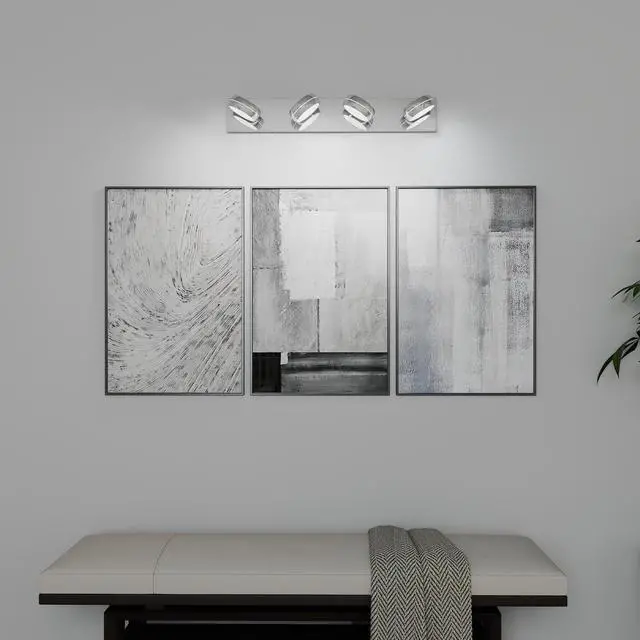 Alt view image 2 of 7 - Led Vanity Lights 28in Bathroom Lights Fixtures Over Mirror 4 Light Led Lighting Fixture for Bathroom 18W Mirror Lighting Fixture Modern Bath Light Bar Chrome Bath