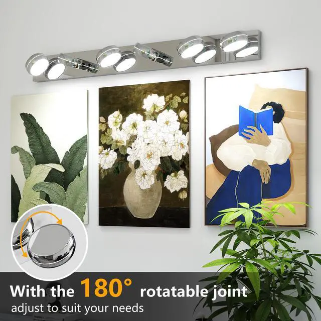 Alt view image 3 of 7 - Led Vanity Lights 43in Bathroom Lights Fixtures Over Mirror 6 Light Led Lighting Fixture for Bathroom 18W Mirror Lighting Fixture Modern Bath Light Bar Chrome Bath