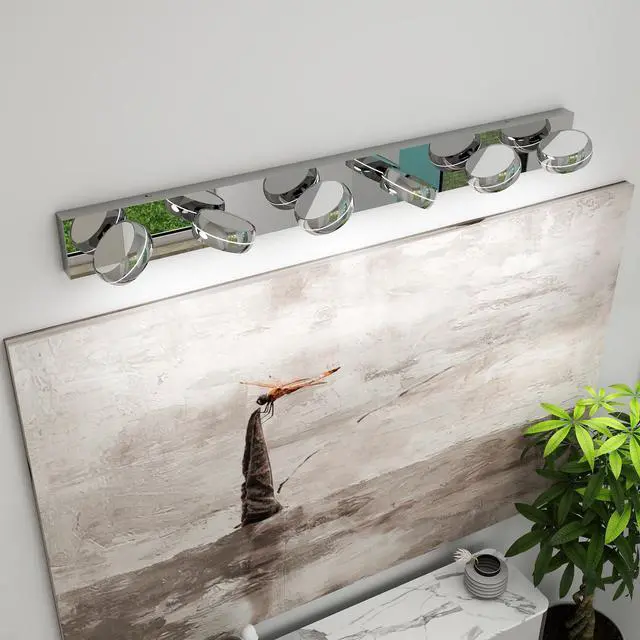 Alt view image 2 of 7 - Led Vanity Lights 43in Bathroom Lights Fixtures Over Mirror 6 Light Led Lighting Fixture for Bathroom 18W Mirror Lighting Fixture Modern Bath Light Bar Chrome Bath