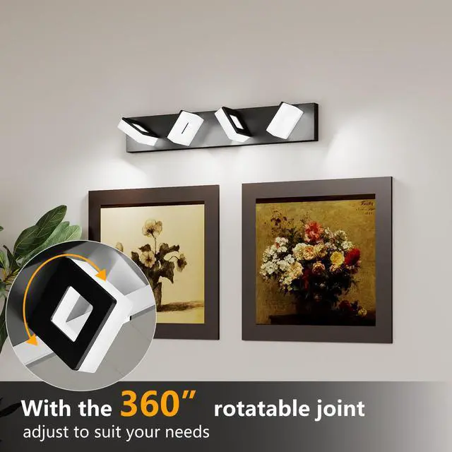 Alt view image 5 of 7 - Led Modern Bathroom Vanity Light Fixtures (4-Light, 25-inch), Matte Black Modern Acrylic Bathroom Wall Lighting Fixtures Over Mirror (Cool White 6000K)