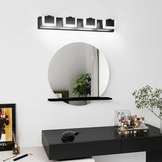 Main image of 4 Lights Modern Black Vanity Light Up and Down Black Bathroom Lighting Fixtures Led Bathroom Wall Light Over Mirror 6000K