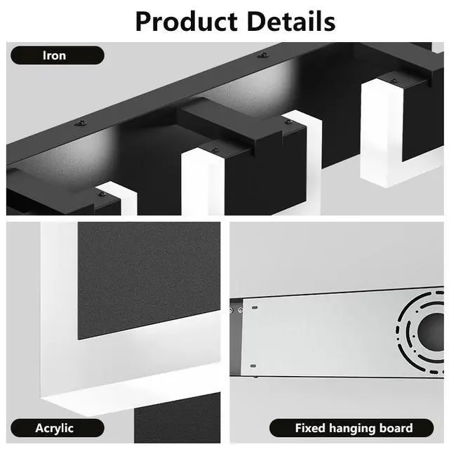 Alt view image 4 of 7 - 4 Lights Modern Black Vanity Light Up and Down Black Bathroom Lighting Fixtures Led Bathroom Wall Light Over Mirror 6000K