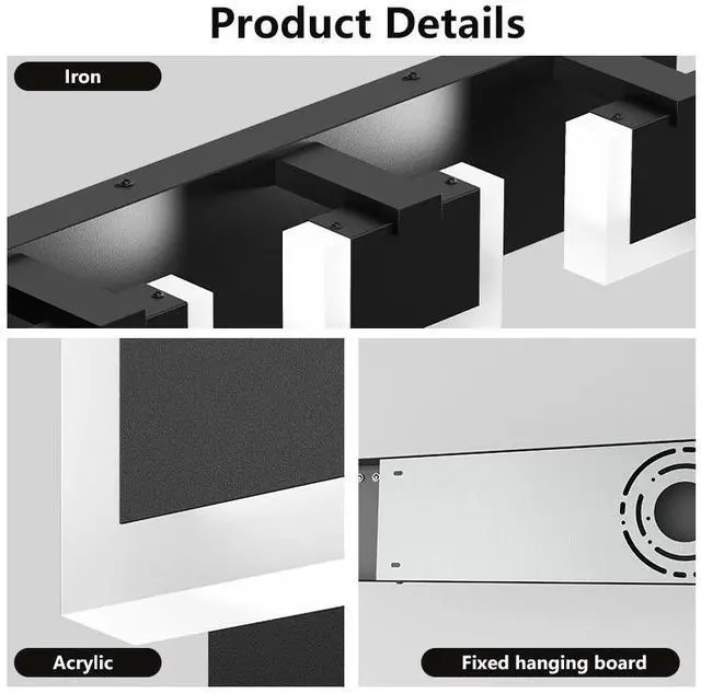 Alt view image 4 of 7 - 5 Lights Modern Black Vanity Light Up and Down Black Bathroom Lighting Fixtures Led Bathroom Wall Light Over Mirror 6000K
