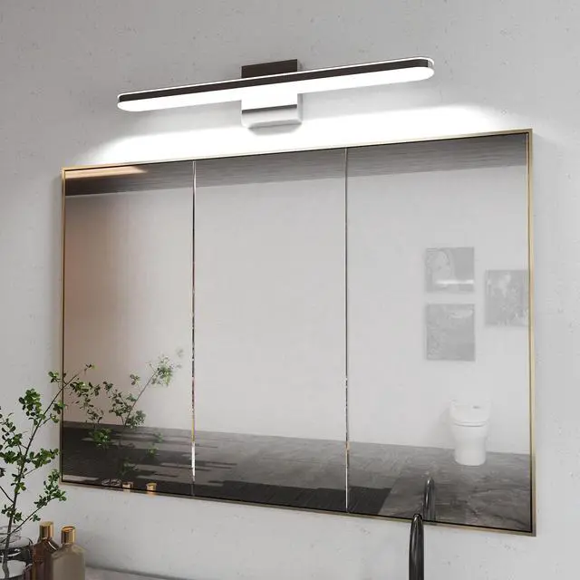 Alt view image 2 of 7 - Modern Bathroom Light Fixtures Dimmable Led Vanity Lights Chrome Lamps for Bathover Mirror 24 inch Vanity Sconces indoor 12W Bar Lighting for Bathrooms Restroom Bedroom 6000K Wall Light for Bathroom