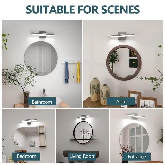 Alt view image 5 of 7 - Led Bathroom Vanity Light Bar Dimmable Bathroom Light Fixtures Modern Over Mirror Lighting Fixture 16inch Bathwall Light 8W Wall Sconce Lighting for Bathrooms Bedroom Living Room indoor 6000K