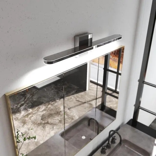 Alt view image 4 of 7 - Modern Bathroom Light Fixtures Dimmable Led Vanity Lights Chrome Lamps for Bathover Mirror 24 inch Vanity Sconces indoor 12W Bar Lighting for Bathrooms Restroom Bedroom 6000K Wall Light for Bathroom