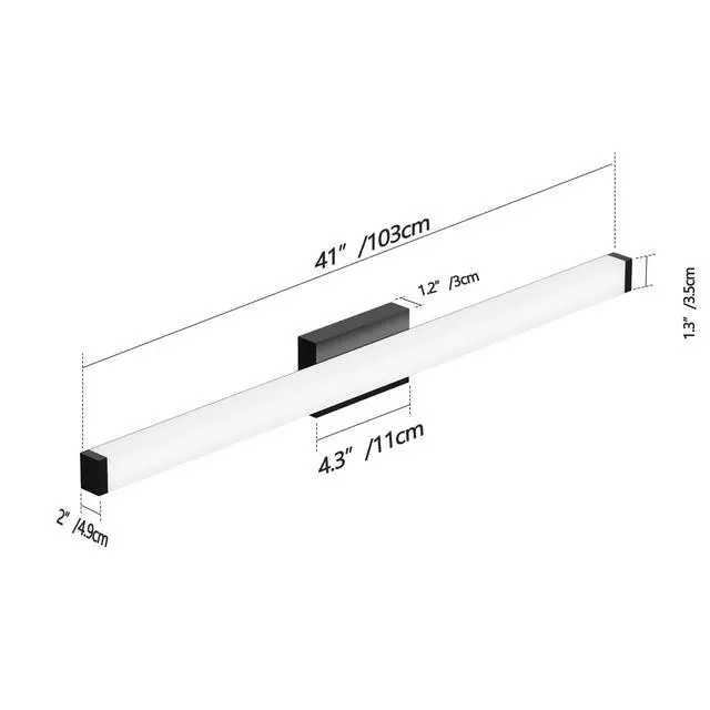 Alt view image 7 of 7 - Black Modern Bathroom Light Fixtures Over Mirror 41 inch Led Vanity Lights Bar for Bath