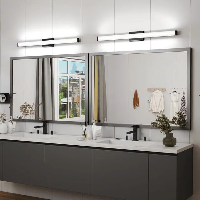 Alt view image 4 of 7 - Black Modern Bathroom Light Fixtures Over Mirror 41 inch Led Vanity Lights Bar for Bath