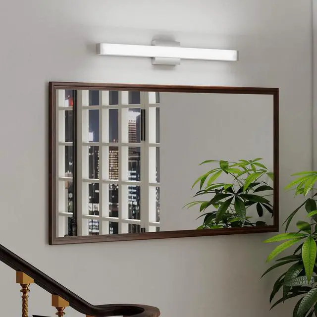 Alt view image 3 of 7 - Bathroom Vanity Light Brushed Nickel Square Led 33inch 18W 6000K Cool White Light Wall Bar Lighting Fixtures Over Mirror