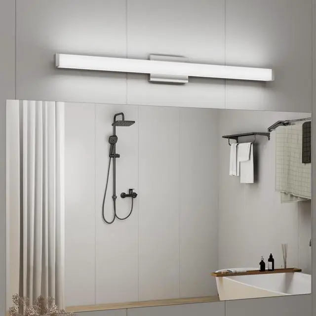 Main image of Bathroom Vanity Light Brushed Nickel Square Led 41 inch 24W 6000K Cool White Light Wall Bar Lighting Fixtures Over Mirror (Brushed Nickel, 41in)