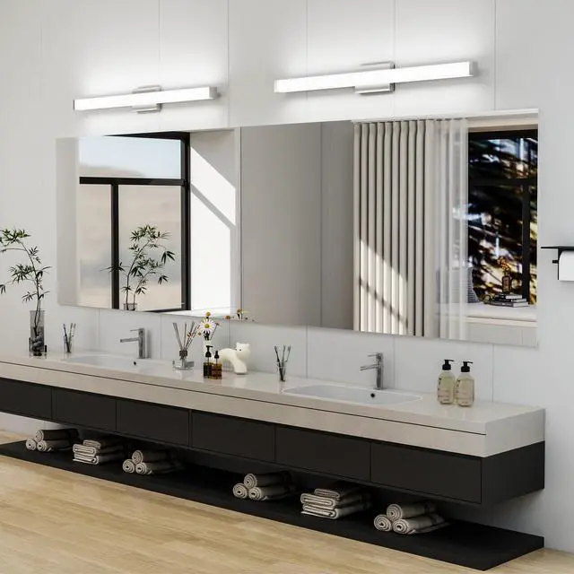 Alt view image 2 of 7 - Bathroom Vanity Light Brushed Nickel Square Led 41 inch 24W 6000K Cool White Light Wall Bar Lighting Fixtures Over Mirror (Brushed Nickel, 41in)