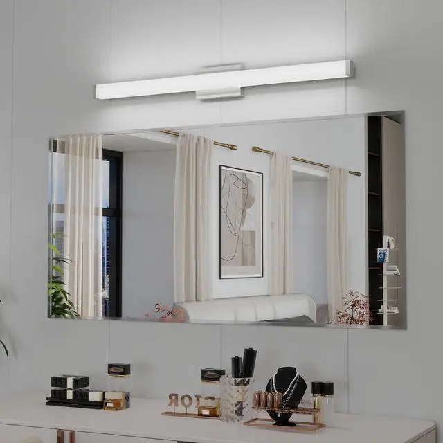 Alt view image 3 of 7 - Bathroom Vanity Light Brushed Nickel Square Led 41 inch 24W 6000K Cool White Light Wall Bar Lighting Fixtures Over Mirror (Brushed Nickel, 41in)