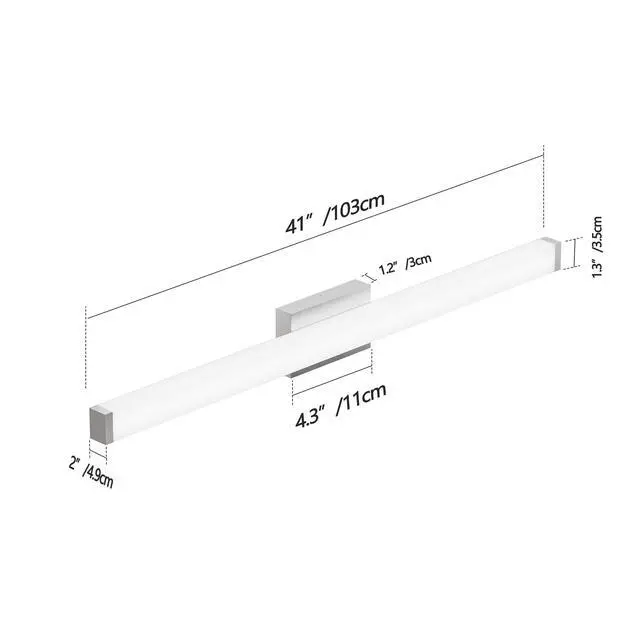 Alt view image 7 of 7 - Bathroom Vanity Light Brushed Nickel Square Led 41 inch 24W 6000K Cool White Light Wall Bar Lighting Fixtures Over Mirror (Brushed Nickel, 41in)