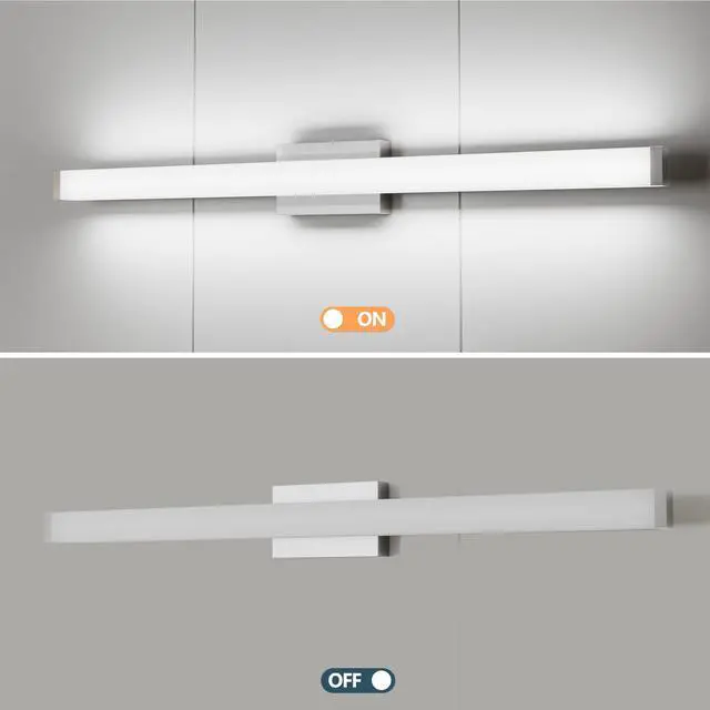Alt view image 6 of 7 - Bathroom Vanity Light Brushed Nickel Square Led 41 inch 24W 6000K Cool White Light Wall Bar Lighting Fixtures Over Mirror (Brushed Nickel, 41in)