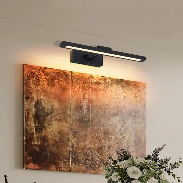 Alt view image 3 of 7 - Picture Light Battery Operated with Remote, Led Black Art Lights for Paintings Rechargeable Dimmable and Timer, 16in Wall Sconce for Art Painting Gallery Adjustable Swing Arm for Display