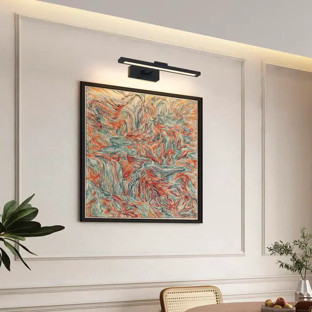 Main image of Picture Light Battery Operated with Remote, Led Black Art Lights for Paintings Rechargeable Dimmable and Timer, 16in Wall Sconce for Art Painting Gallery Adjustable Swing Arm for Display
