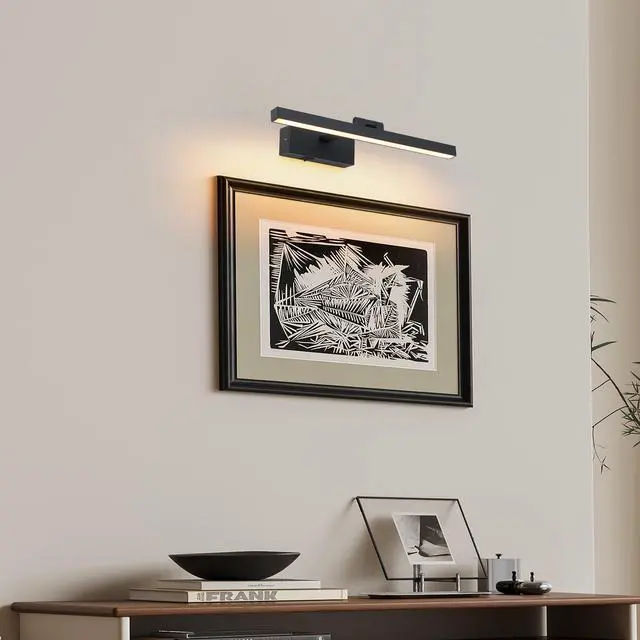 Alt view image 2 of 7 - 16inch Black Bathroom Light Fixtures Over Mirror Modern Dimmable Led Vanity Light for Bathroom Wall Lighting