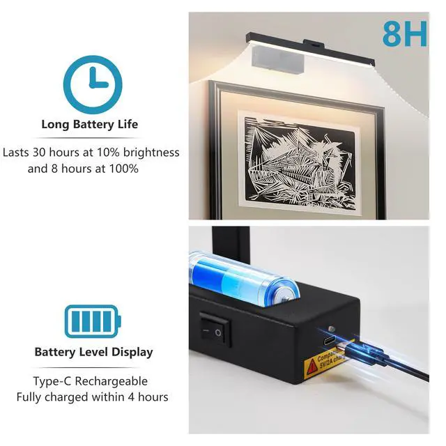 Alt view image 4 of 7 - 16inch Black Bathroom Light Fixtures Over Mirror Modern Dimmable Led Vanity Light for Bathroom Wall Lighting
