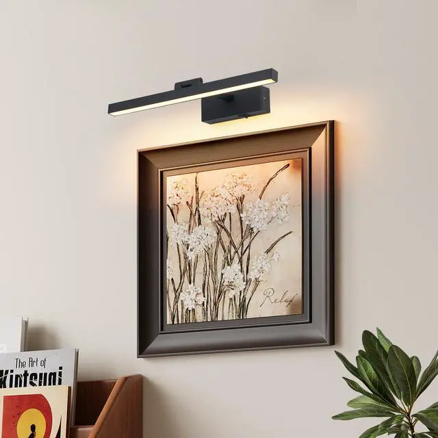 Alt view image 3 of 7 - 16inch Black Bathroom Light Fixtures Over Mirror Modern Dimmable Led Vanity Light for Bathroom Wall Lighting