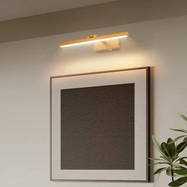 Alt view image 2 of 7 - 16inch Gold Bathroom Light Fixtures Over Mirror Modern Dimmable Led Vanity Light for Bathroom Wall Lighting