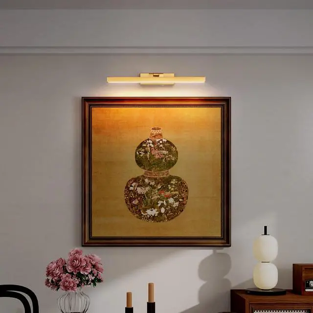 Alt view image 4 of 7 - 16inch Gold Bathroom Light Fixtures Over Mirror Modern Dimmable Led Vanity Light for Bathroom Wall Lighting