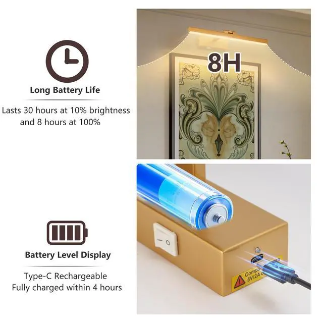 Alt view image 6 of 7 - 16inch Gold Bathroom Light Fixtures Over Mirror Modern Dimmable Led Vanity Light for Bathroom Wall Lighting