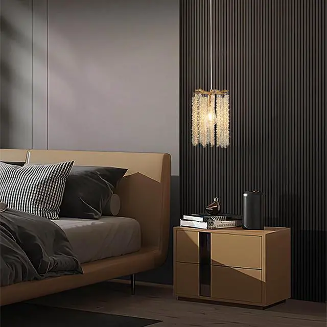 Alt view image 2 of 7 - Luxury 3-Pack Crystal Pendant Lights, Elegant Golden Finish Chandelier with Waterfall Bead Design (No Bulbs)
