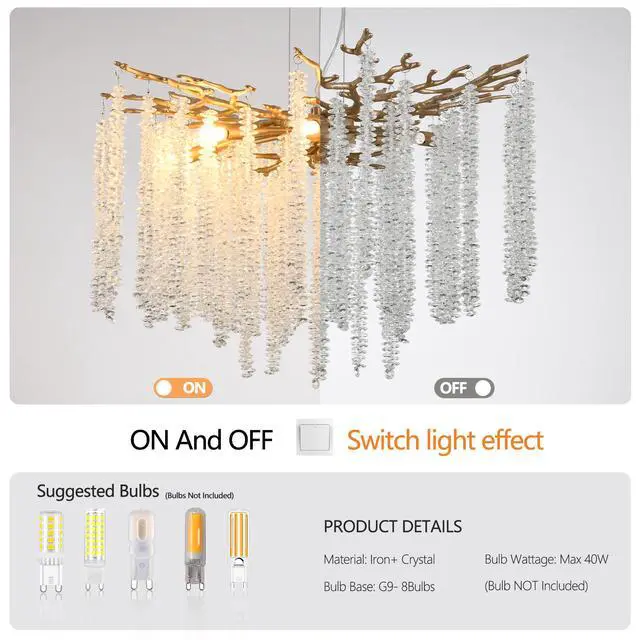 Alt view image 6 of 7 - 24-inch Modern Golden Pendant Light with Cascading Crystal Strands, Ideal for Living Room, Dining Room and Foyer, High-End Decorative Lighting Fixture (Bulb Not included)