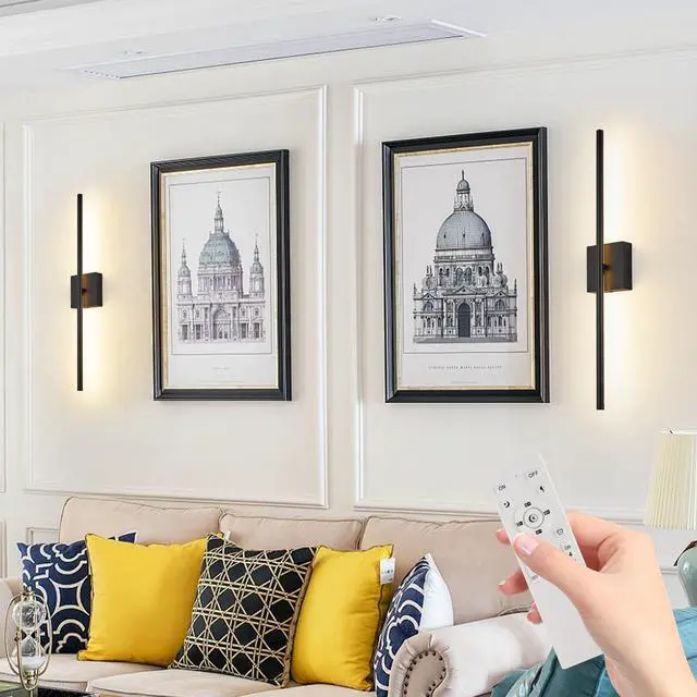Alt view image 3 of 7 - 28" 2-Pack Modern Led Wall Sconce, Minimalist indoor Wall Light Fixtures, Black Matte Finish for Living Room, Bedroom, Hallway, Hotel, and Home Decor