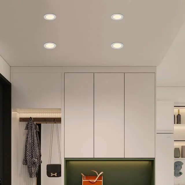 Alt view image 2 of 7 - 12-Pack 4 inch Ultra-Thin Led Recessed Ceiling Light with Junction Box, 2700K-5000K Dimmable Color Changing Downlight, 9W 810Lm, Easy install, Ideal for Kitchen, Bedroom, Basement