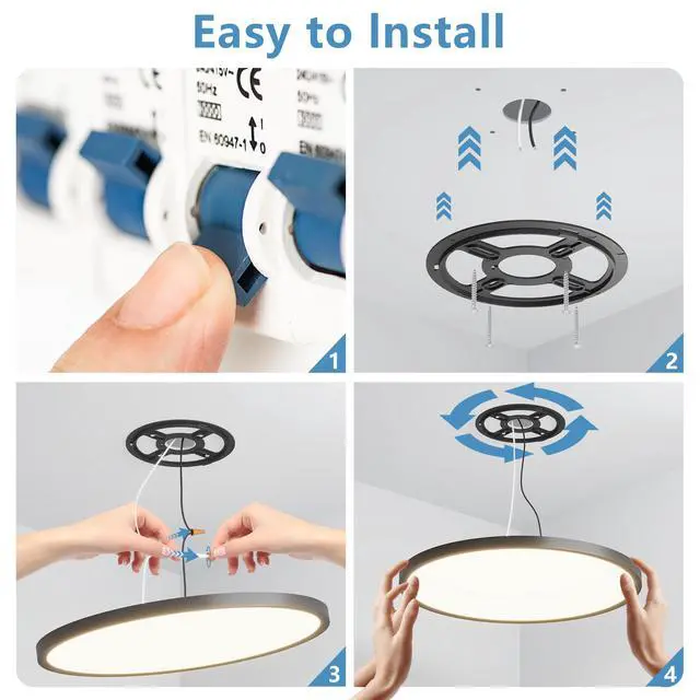 Alt view image 6 of 7 - 6Pk 12 inch Dimmable Led Flush Mount Ceiling Light, 2700K-6500K Adjustable,24W 2880Lm Modern Ultra Thin Flat Round Fixtures for Low Ceiling Bedroom Kitchen Hallway Basement Closet, Black